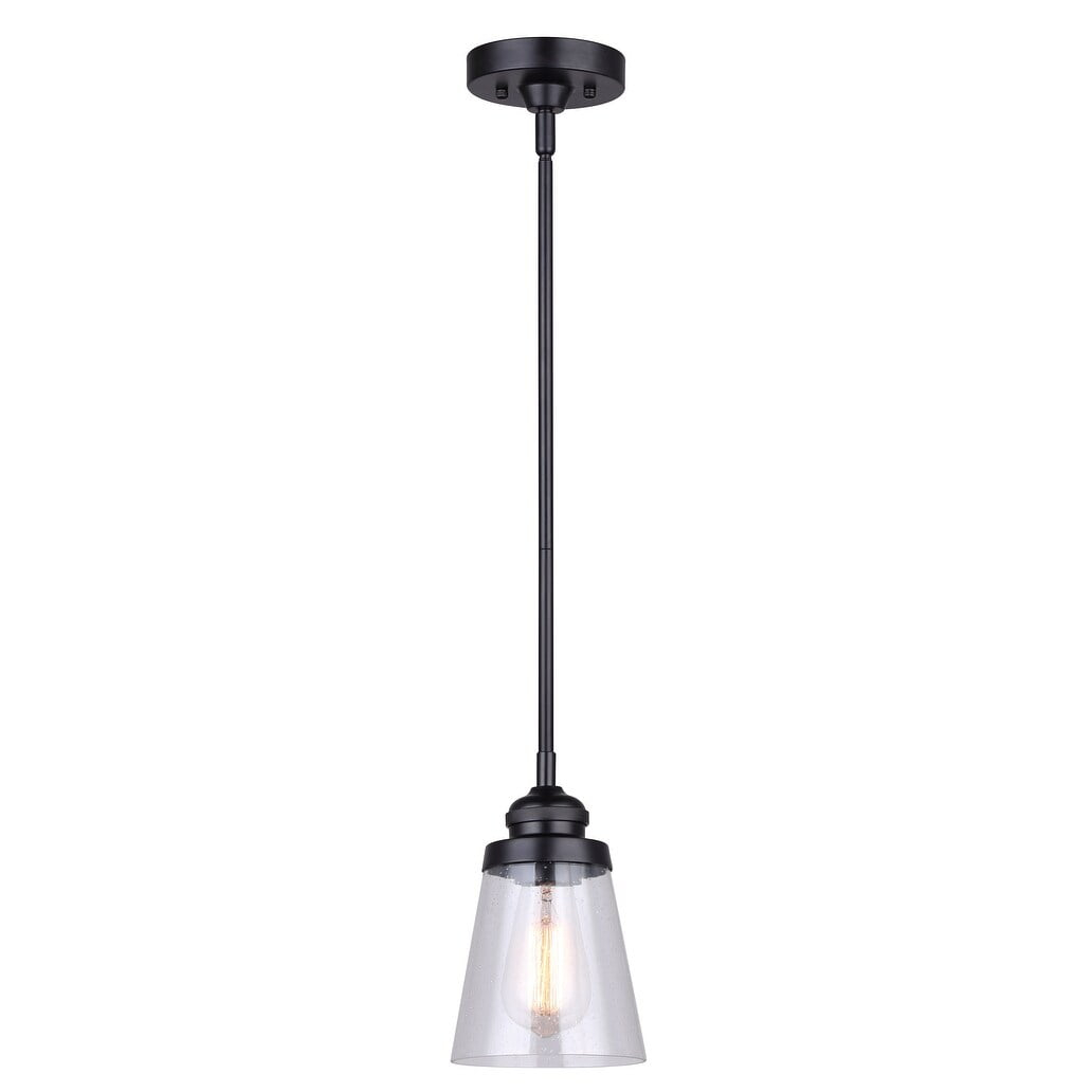 Canarm  1 Light Pendant, Black Finish Matte Black