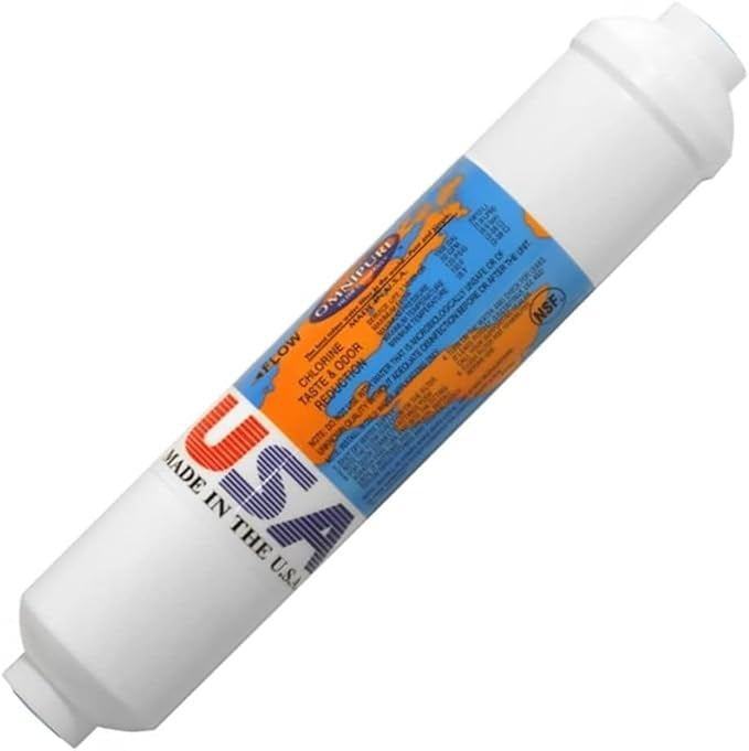 IPW Industries Inc-Omnipure - (K2533-KK) - 10" x 2" T40 GAC Coconut Carbon Inline Filter 3/8" OD Quick Connect/Single