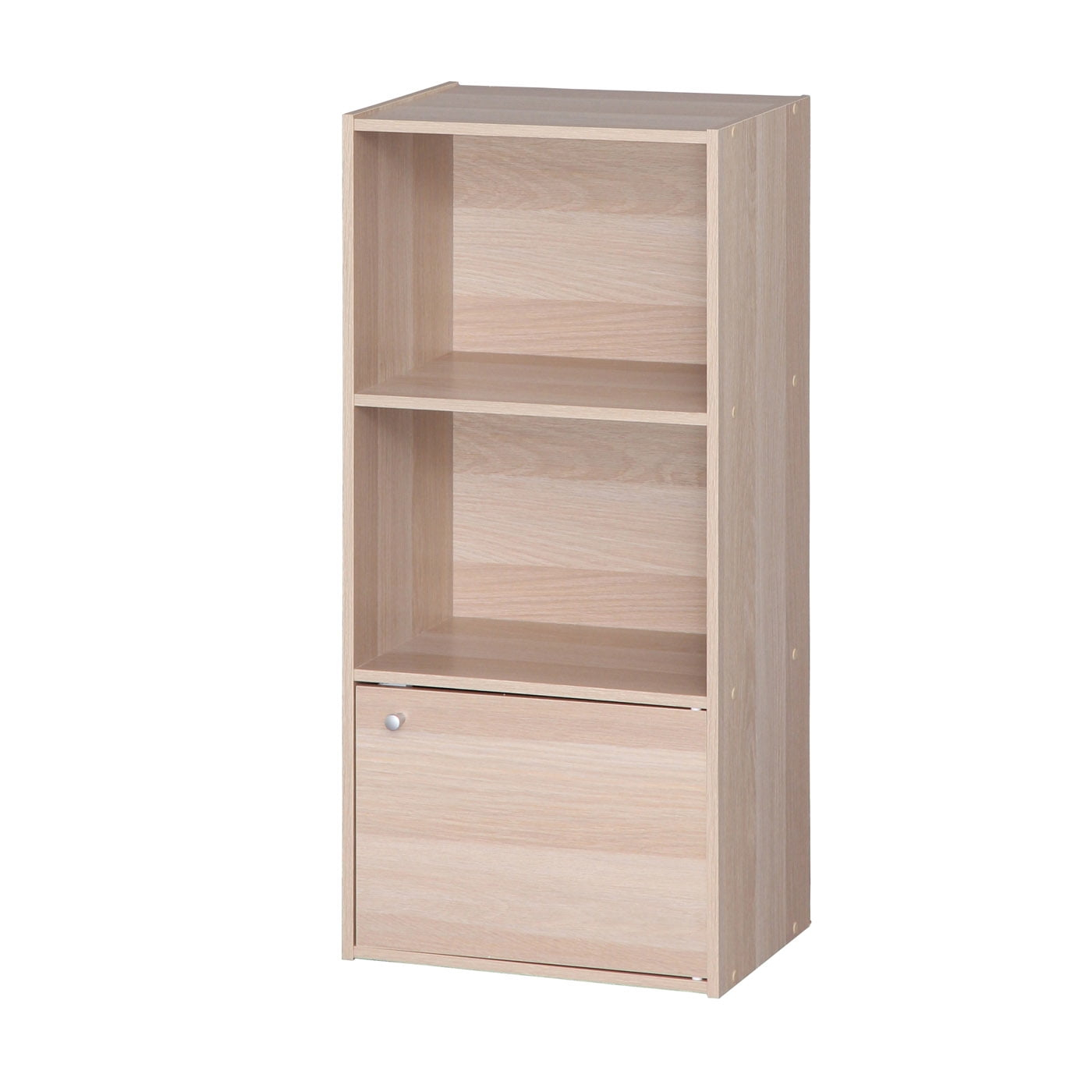 IRIS 3-Tier Wood Storage Shelf with Door, Light Brown