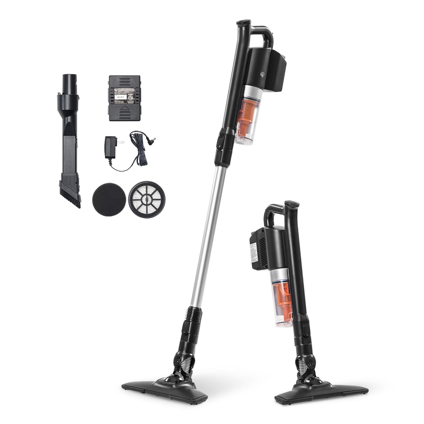IRIS USA Cordless Stick Vacuum for Low-profile Rugs and Hard Floors, 4-in-1 Attachments, 9000Pa Suction LED Indicator, 55K RPM 35 Min Runtime Battery, Pet Hair Cleaner