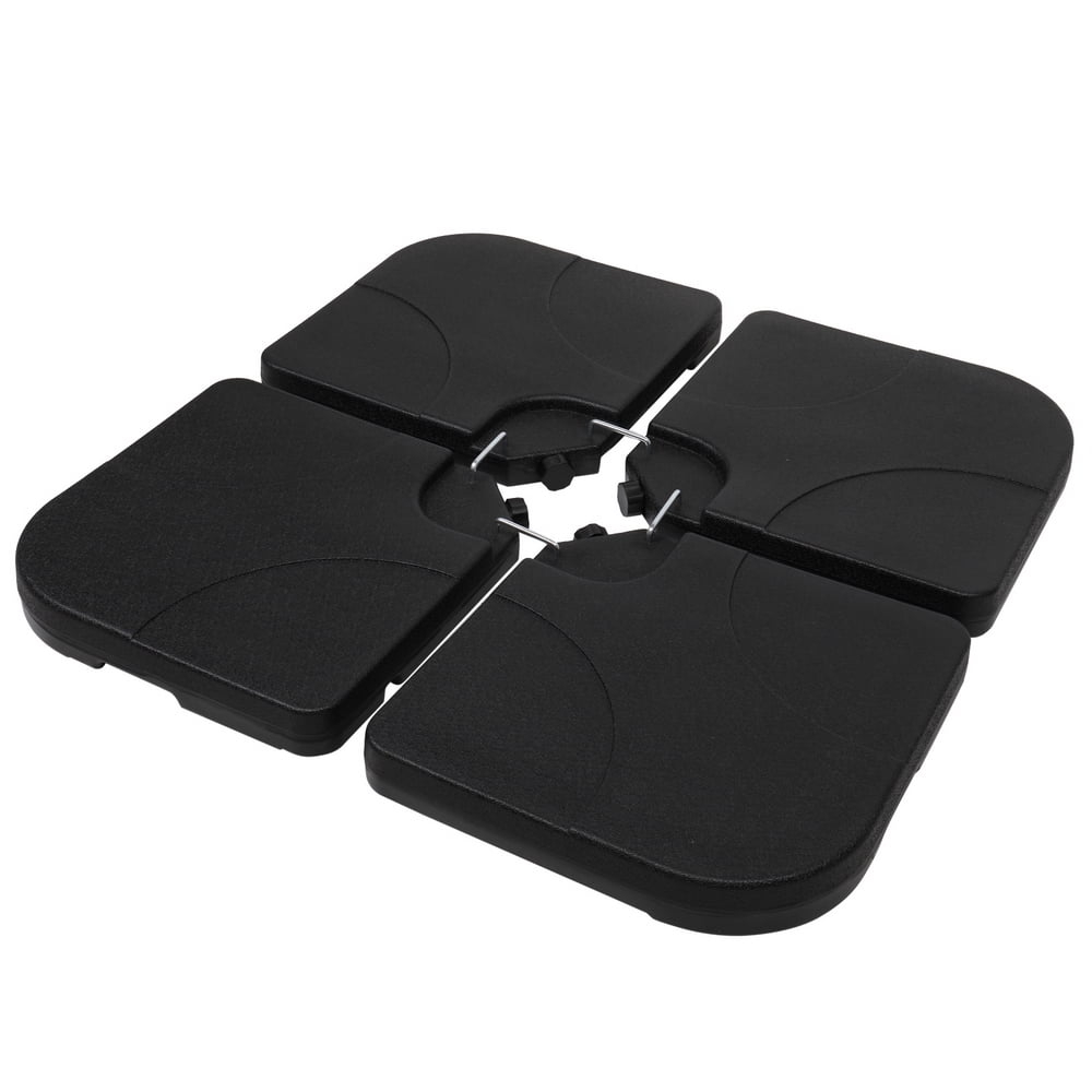 IVV 4PCS Patio Cantilever Offset Umbrella Base, Square Shaped Sand/Water Filled Weight Stand, Outdoor Umbrella Base Plate w/Heavy Duty Plastic, 39" x 39" Umbrella Base (Black)