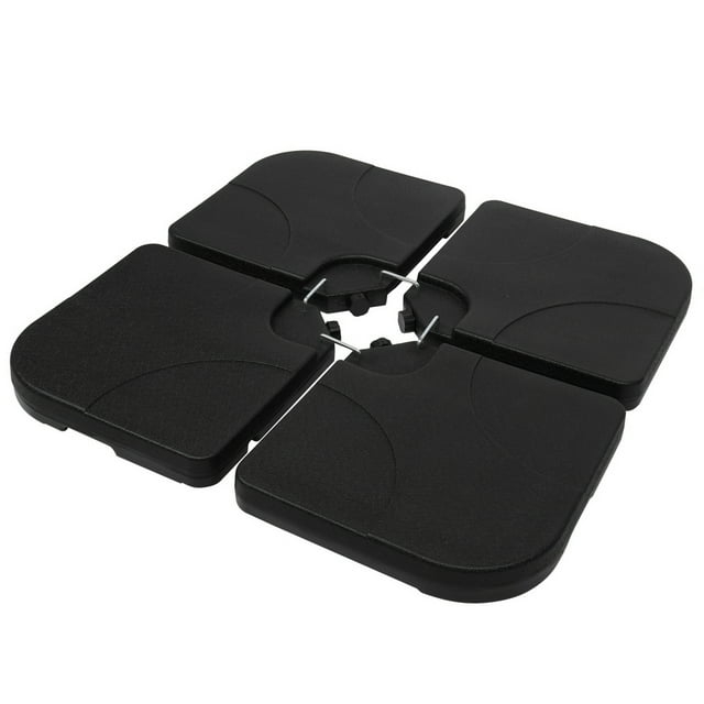 IVV 4PCS Patio Cantilever Offset Umbrella Base, Square Shaped Sand/Water Filled Weight Stand, Outdoor Umbrella Base Plate w/Heavy Duty Plastic, 39" x 39" Umbrella Base (Black)