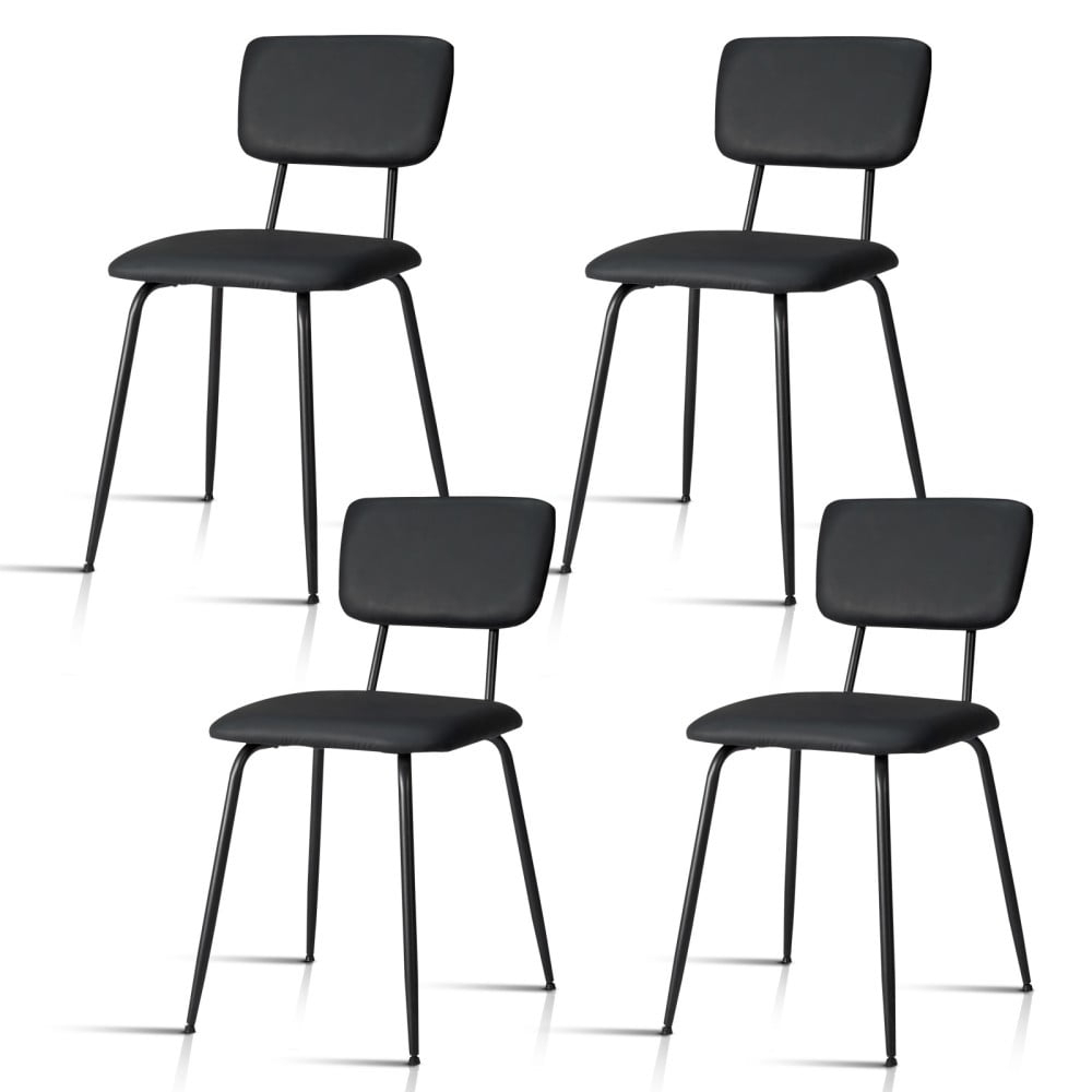 Ktaxon Dining Chairs Set of 4 Modern PU Padded Kitchen Side Chairs, Armless Accent Chairs Reading Chair Bar Office Chair with Metal Legs Black
