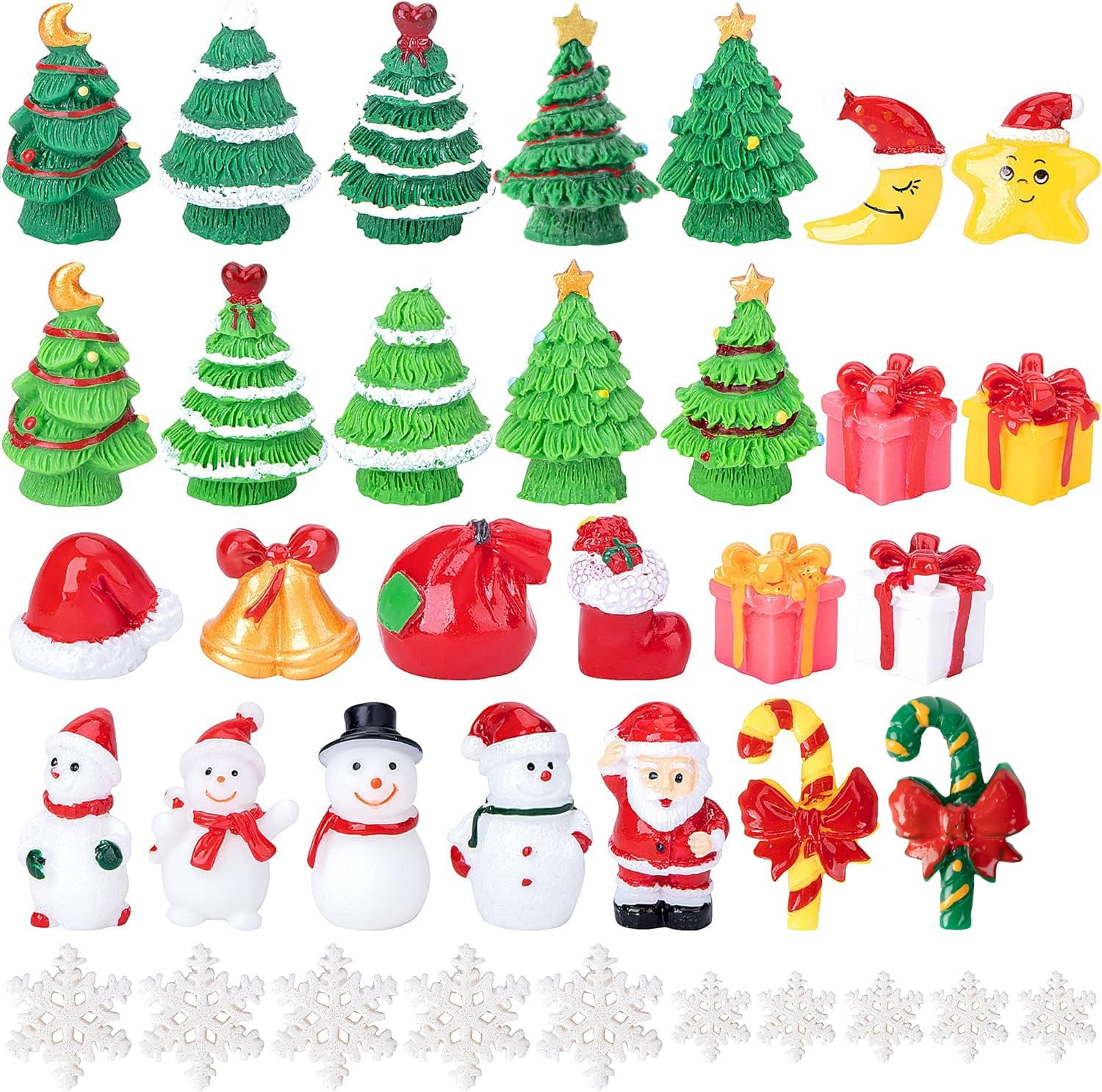 37 Pcs Mini Resin Christmas Ornaments - Mini Christmas Theme Resin Miniature Pendant Decoration DIY Kit