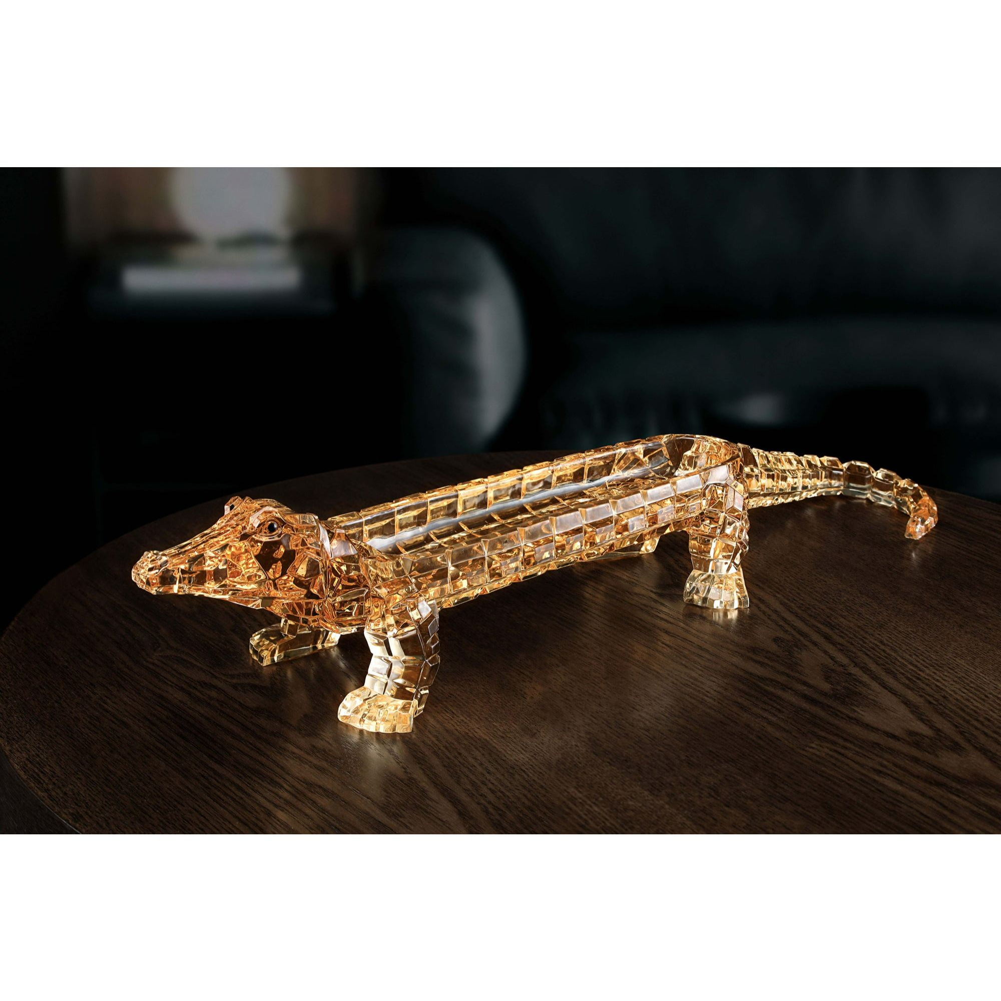 Icy Giftware Set of 2 Amber Crocodile Tabletop Candy Trays 19.5"