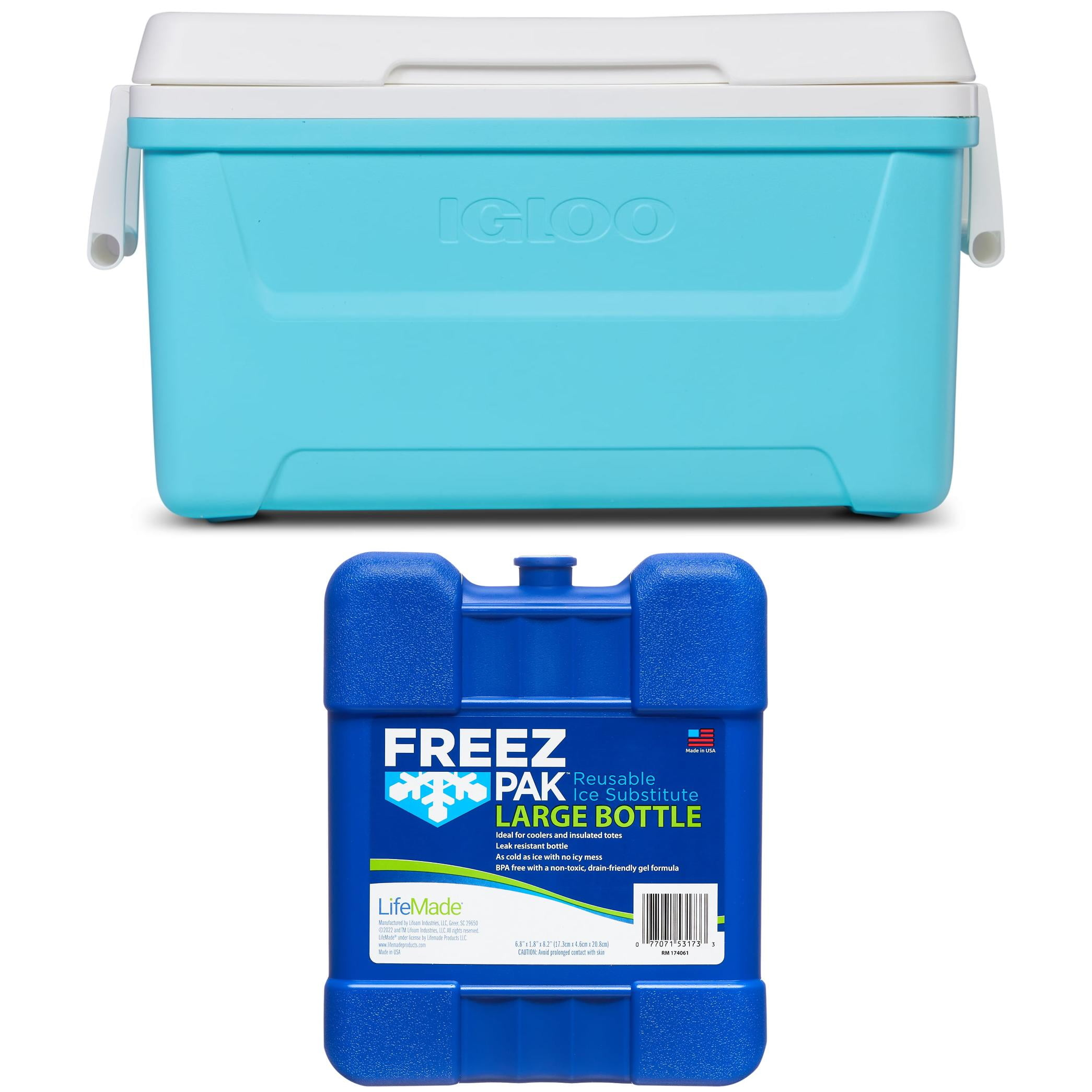 Igloo 48 QT Laguna Hard-Sided Ice Chest Cooler, Aqua Blue and White