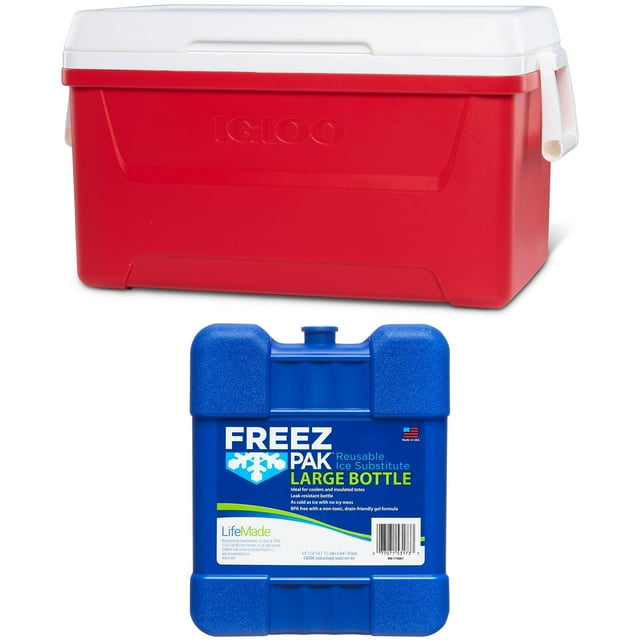 Red Heavy-Duty Portable Ice Chest Cooler with Airtight Lid