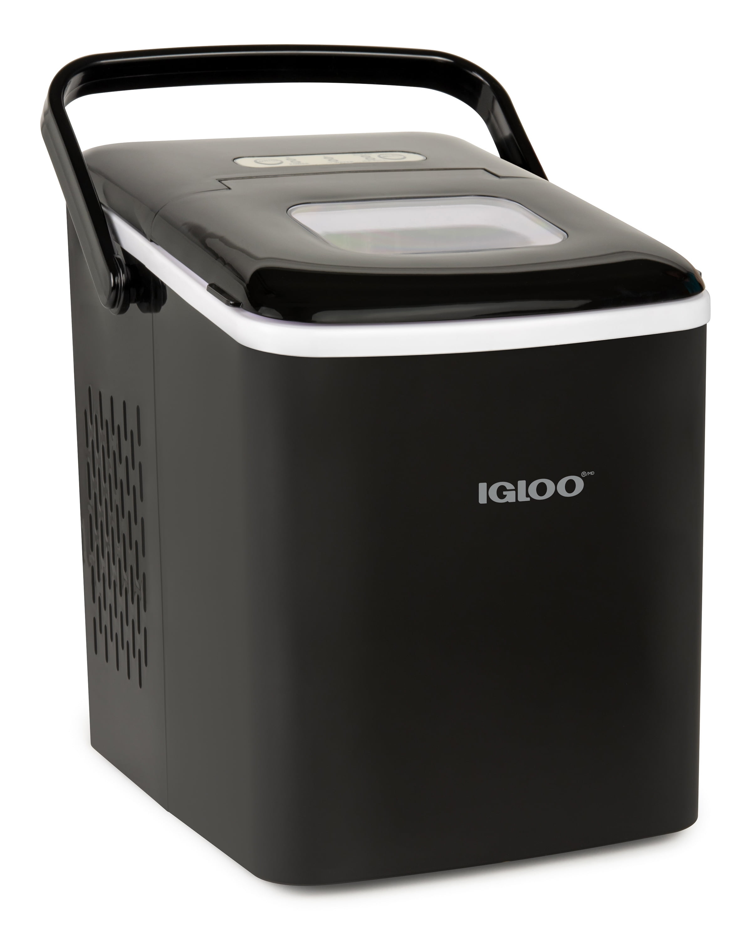 Igloo Handled Automatic Ice Machine Self Cleaning Countertop Ice Maker with Scoop, Black