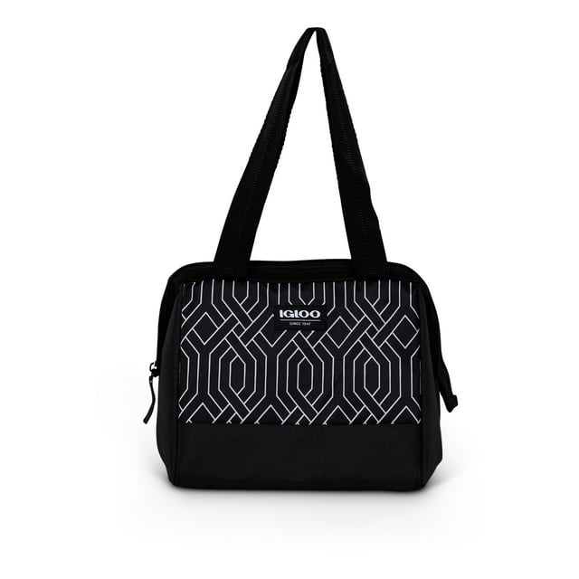 Igloo Leftover Polyester Lunch Tote Cooler, 9 Can Capacity, Black and White