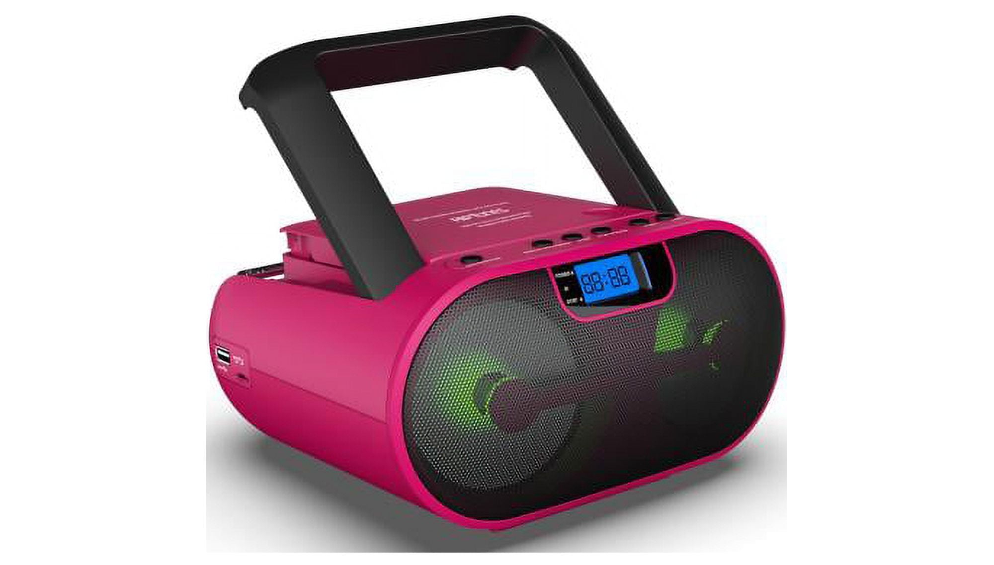 Impecca CDB237BTP CD MP3 Boombox with Bluetooth and LED Display Pink