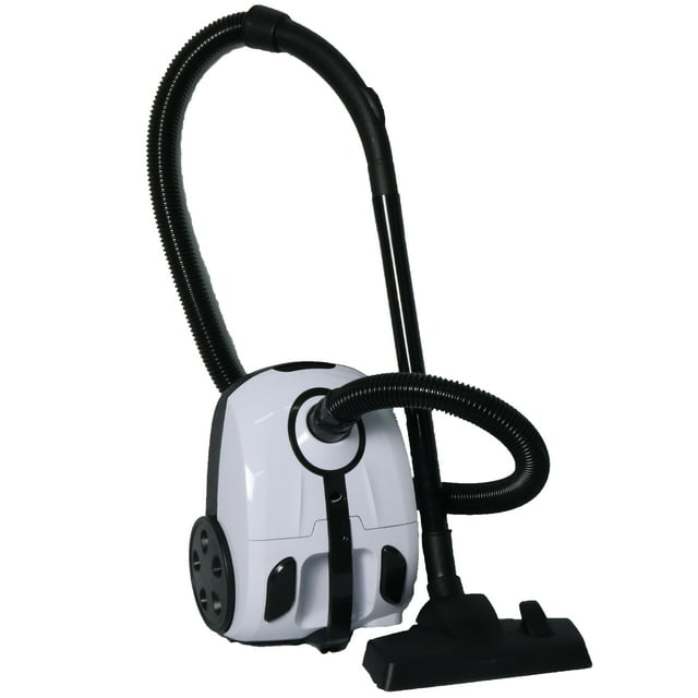 Impecca Lightweight Bagged Canister Vacuum Cleaner for Carpets, Rugs, Hard Floors, Upholstery, etc W/Powerful 1000W Motor, 2L Dust Capacity, Includes 6 Cleaning Tools + 3 Bags - White