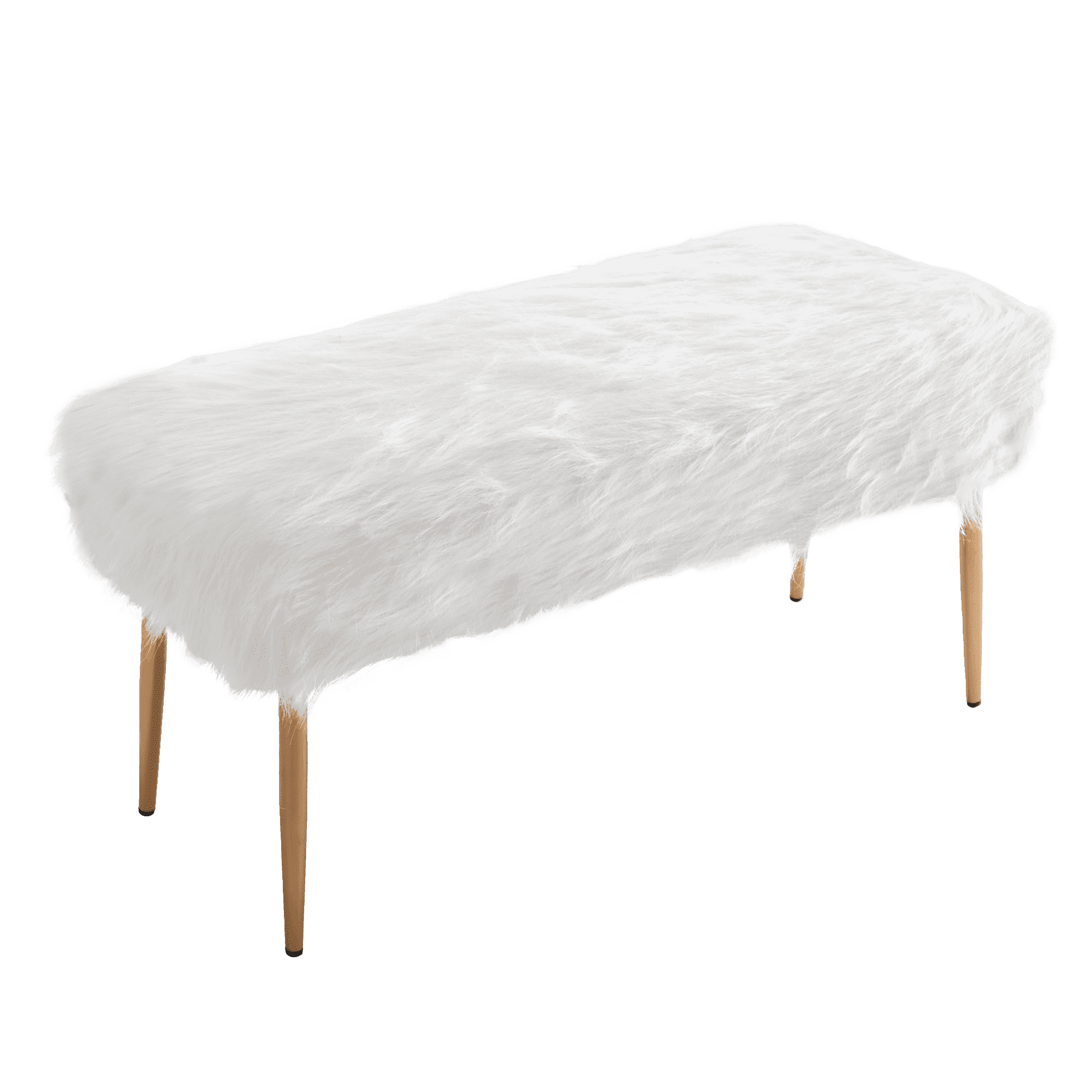 Impressions Vanity Layla Bench with Cushioned Seat, Modern Home Decor Ottoman Bench (White Faux Fur)