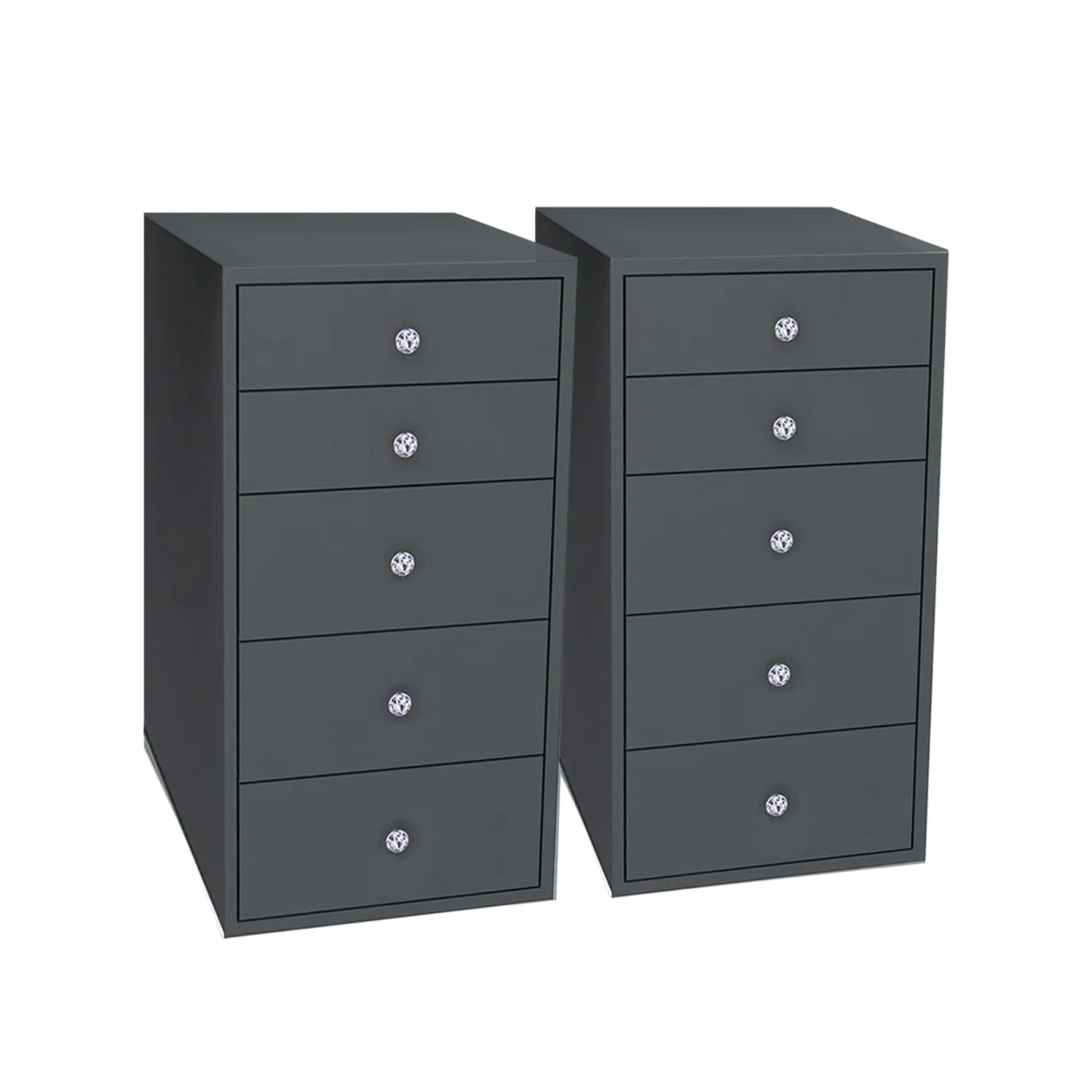 Ebern Designs SlayStation 5 Soft Close Drawer Makeup Vanity Storage Unit with Crystal Lux Drawer Knobs (Set of 2)