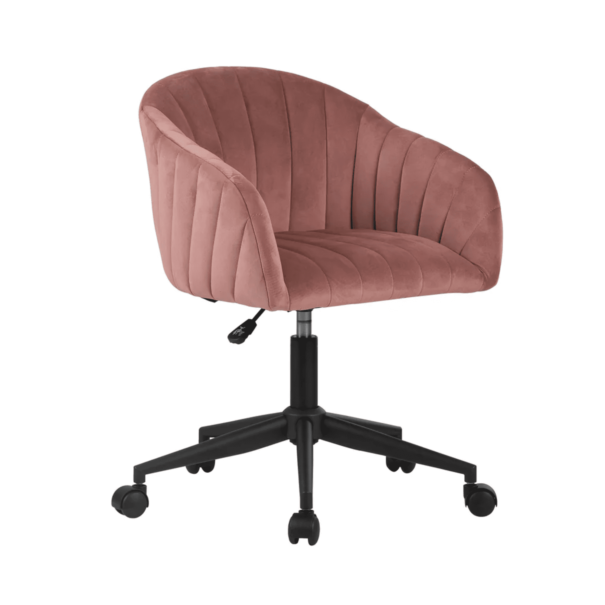 Everly Quinn Taylor Swivel Vanity Chair With Wheels, Soft Velvet Fabric Tufted Barrel Back, 360 Degree Spinning