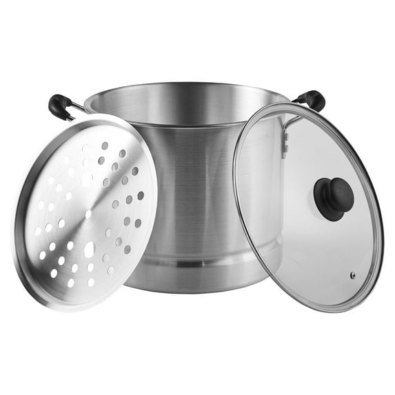 IMUSA 16qt Aluminum Steamer with Glass Lid & Cool Touch Handles