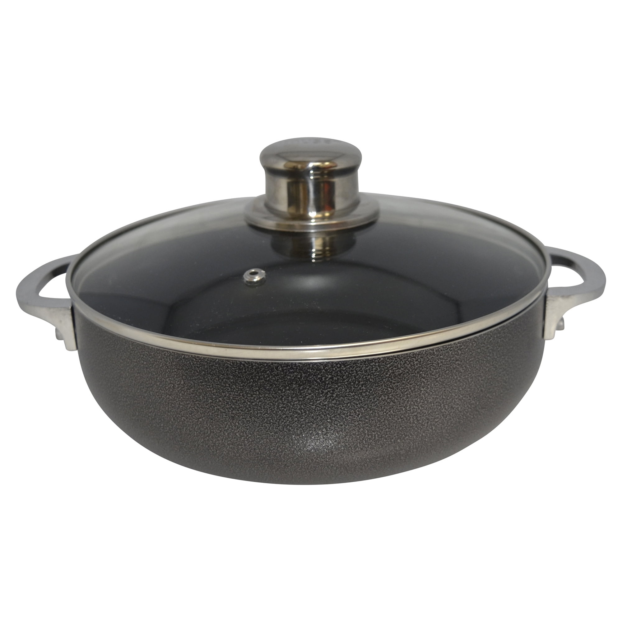 IMUSA 3.2qt Charcoal Aluminum Nonstick Caldero with Glass Lid, Black