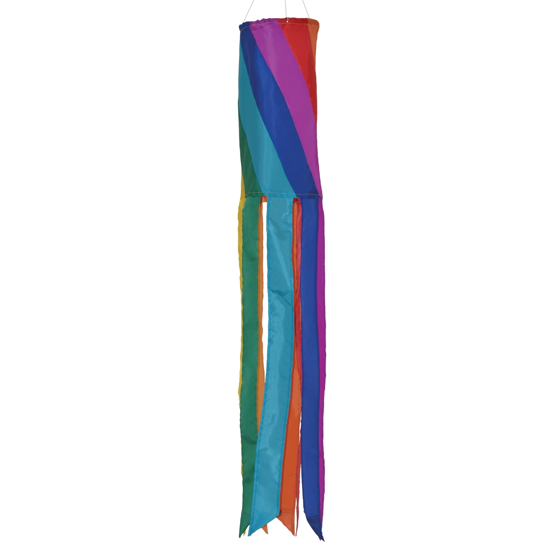 In the Breeze 4152 — Rainbow Diagonal Windsock, 40-Inch — Colorful Hanging Decoration for Yards and Gardens