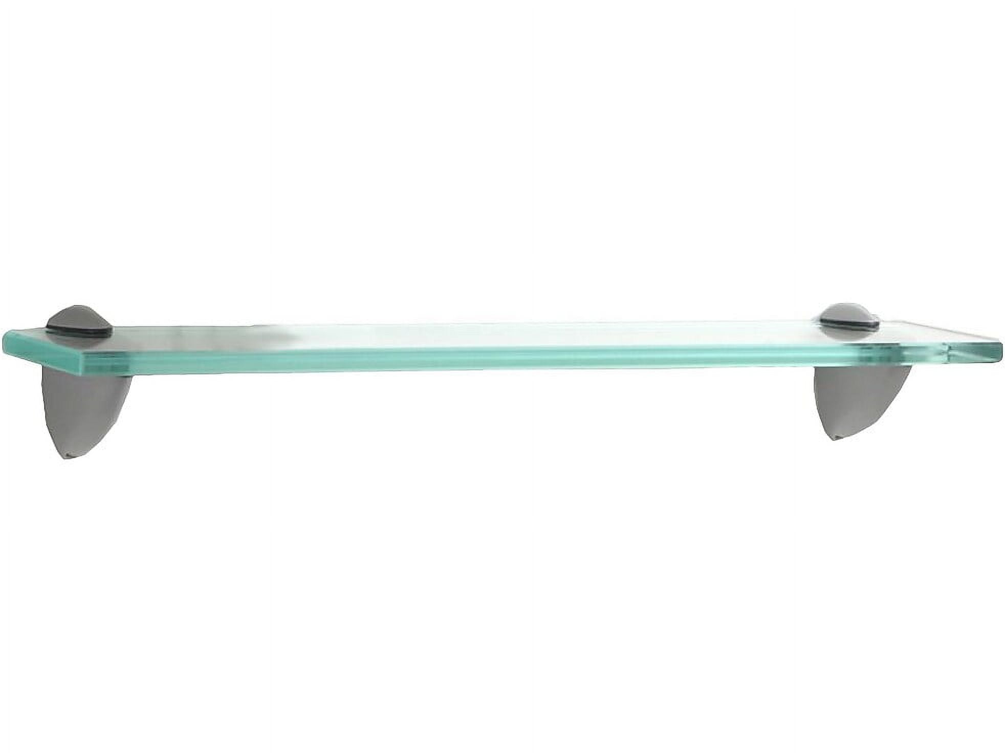 InPlace Glass Bracketed Wall Shelf, Clear Glass Floating Shelf, 18" W x 3" D x 2" H