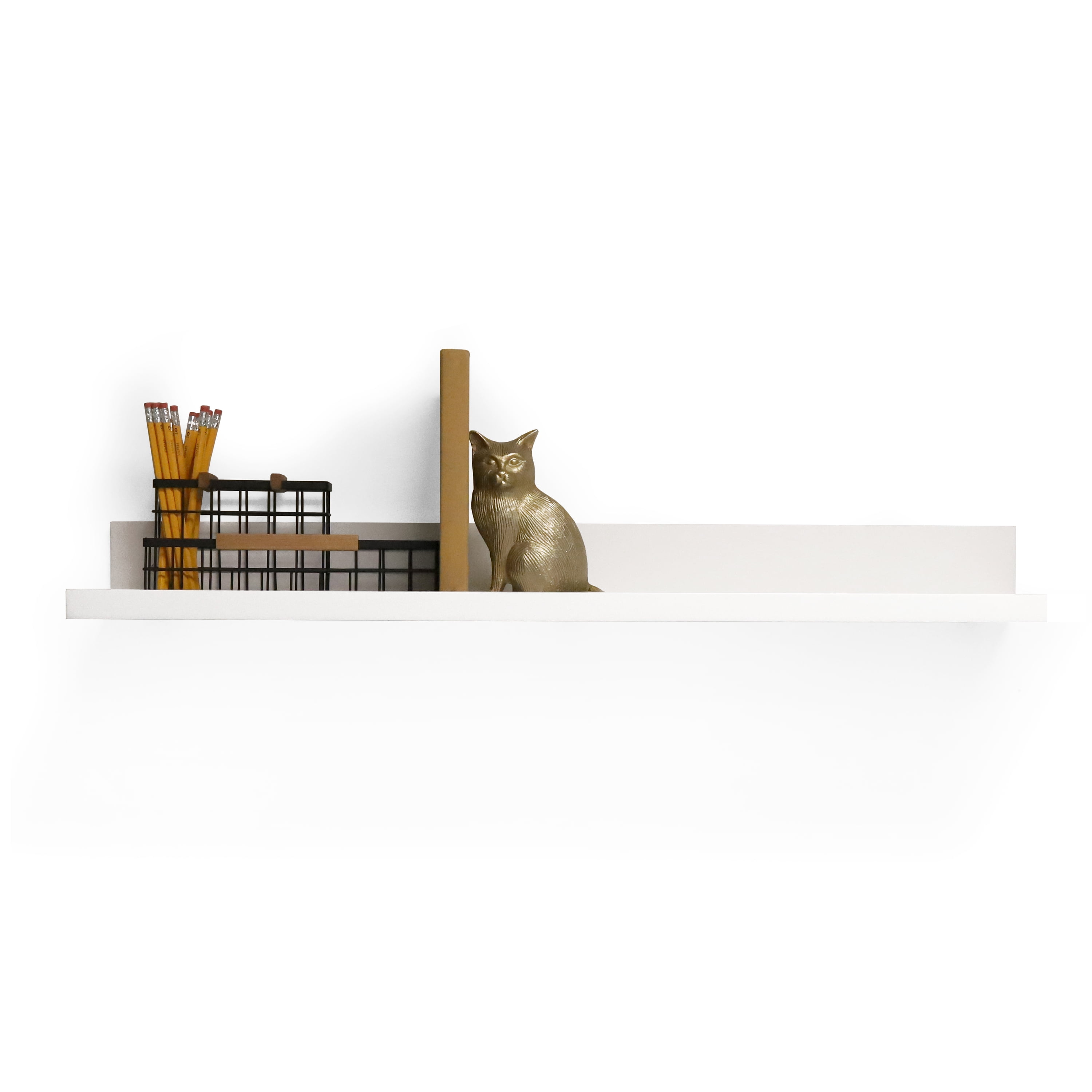 InPlace Shelving Kitchen 36W"x9D" Wood Deep Picture Ledge Floating Wall-Mounted Shelf, White