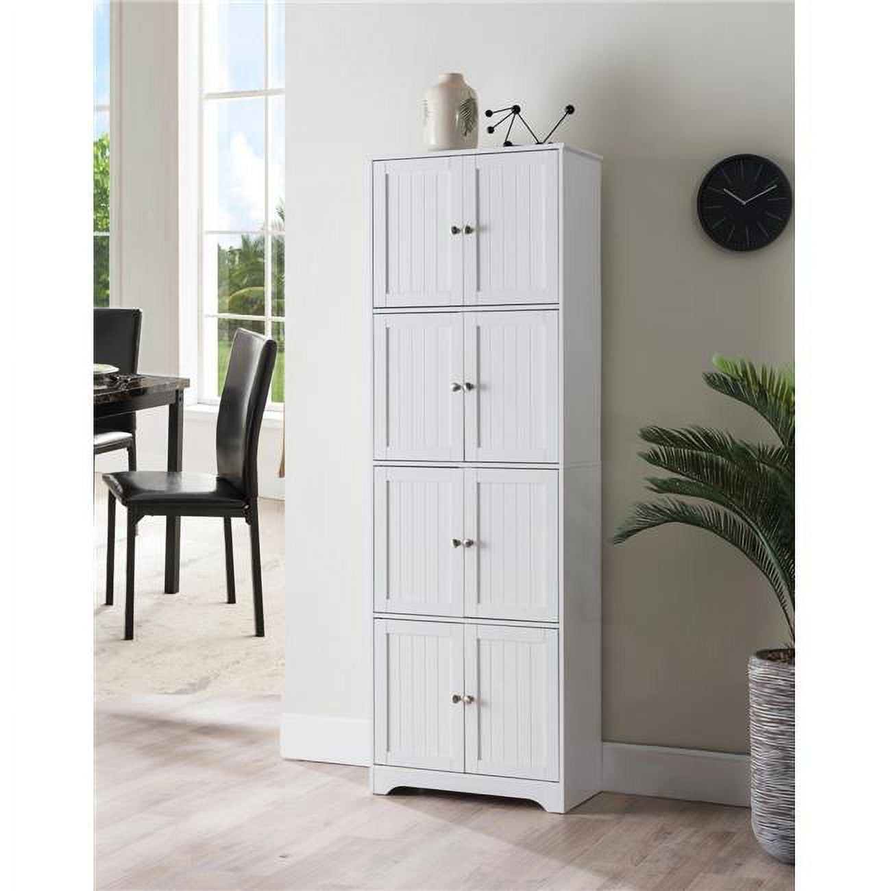 InRoom Furniture KT101-WH 8-Door Cabinet, White