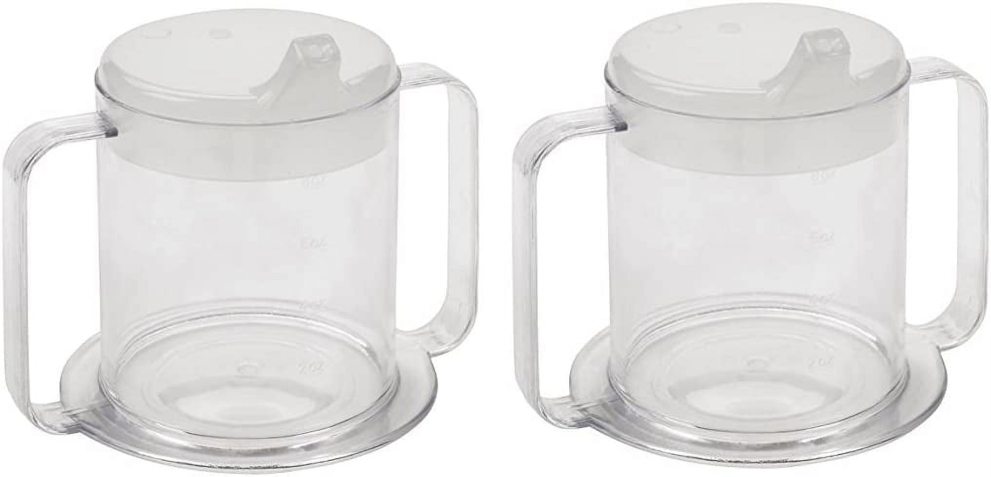 Independence 2-Handle Plastic Mug with 2 Style Lids, Lightweight Drinking Cup with Easy-to-Grasp Handles for Hot and Cold Beverages, Spill-Resistant Adult Sippy Cup (2-Pack)