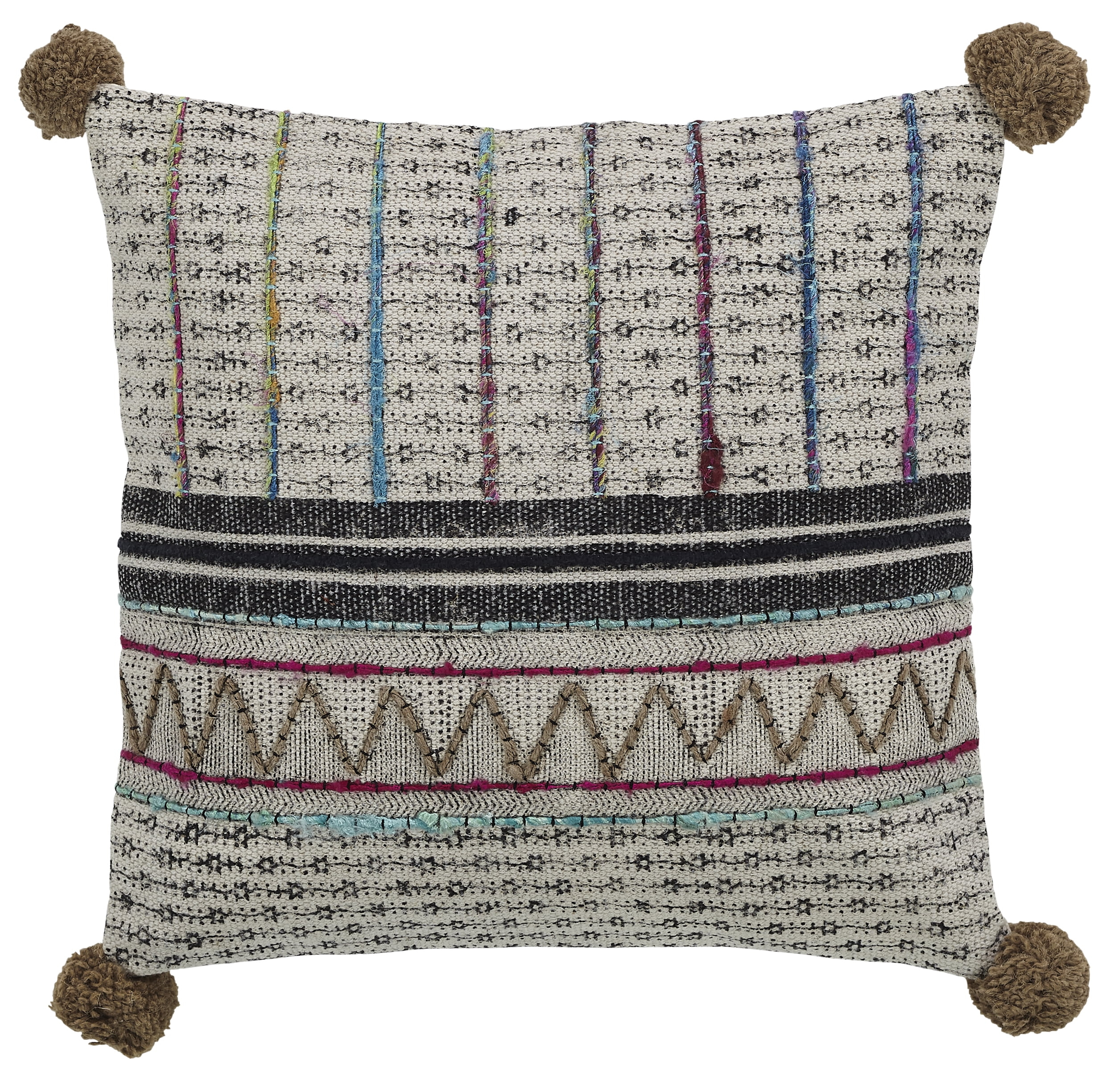 Peppermint Home Vera Vintage Embroidery Decorative Throw Pillow Cover, 20"x 20", Natural