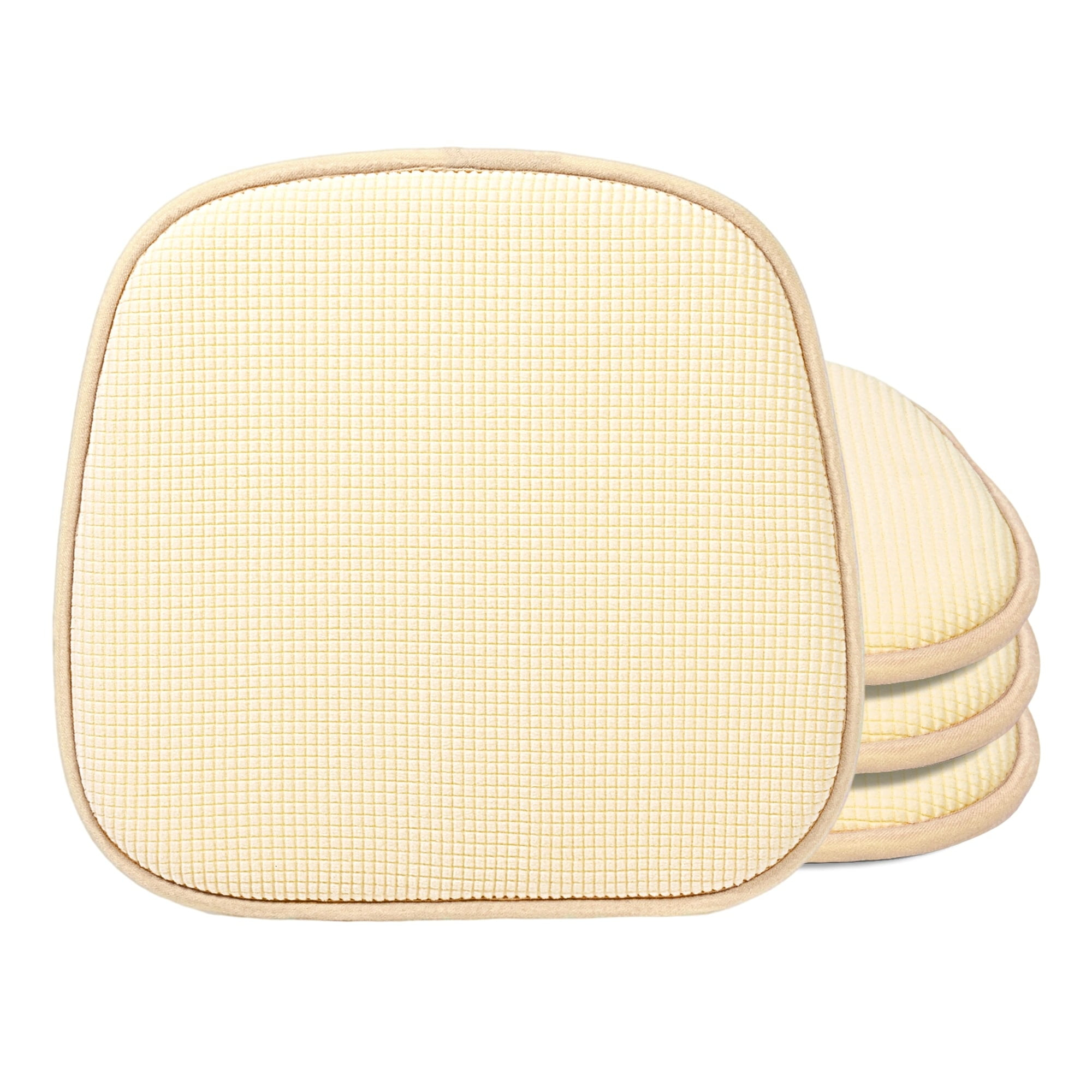Shinnwa Chair Cushions for Dining Chairs Set of 4 Comfortable Kitchen Chair Pads Slip Resistant Backing Washable Seat Cushions,15" x 16",Beige