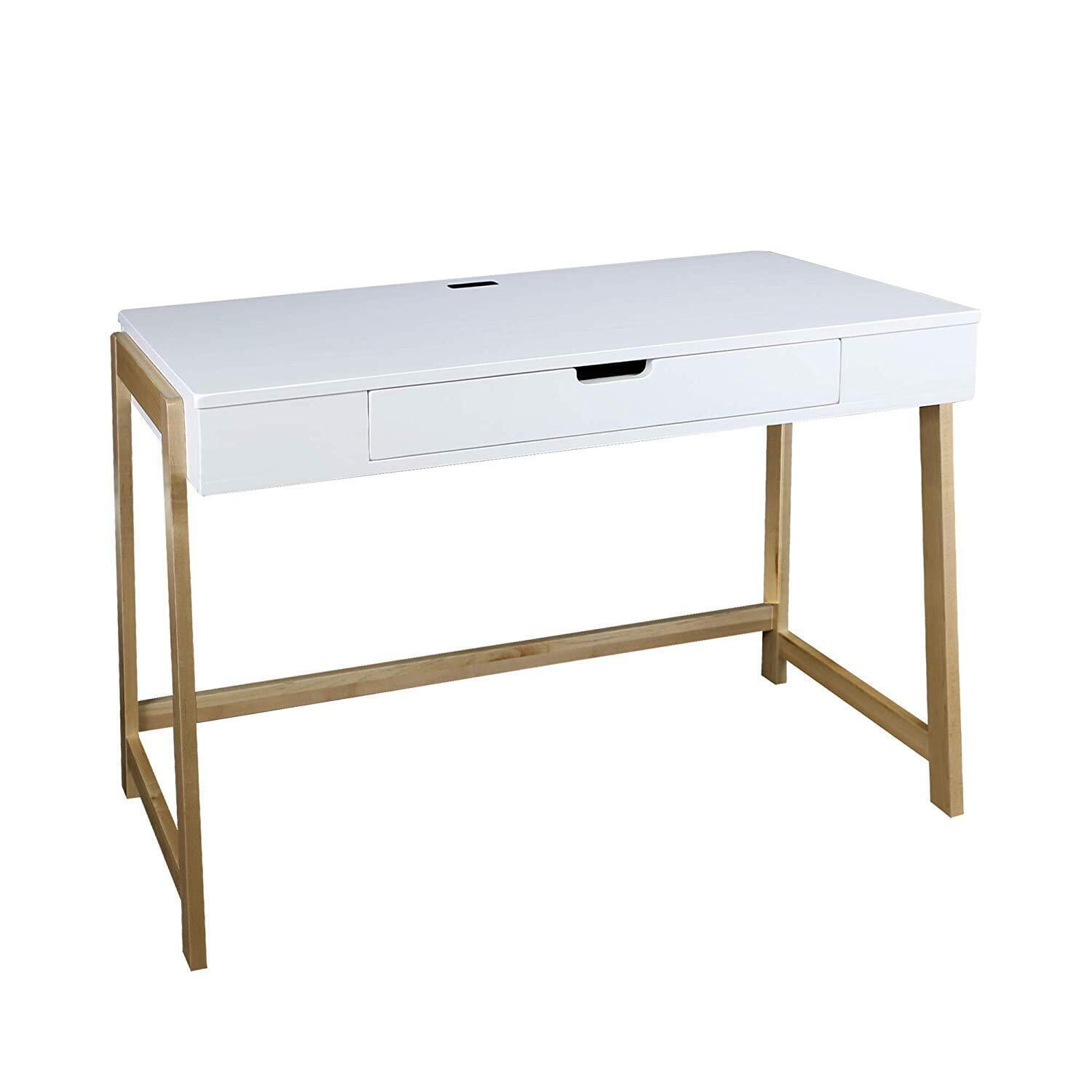 Indoor Furniture Neorustic Smart Desk With Usb Ports - Two-Tone (White,Natural)