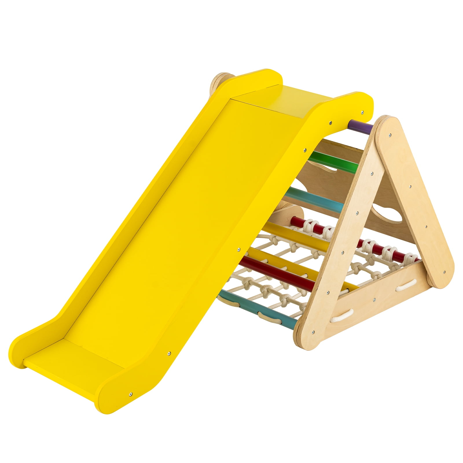 Infans 4 in 1 Wooden Climbing Triangle Set  Triangle Climber w/Ramp Multi-color
