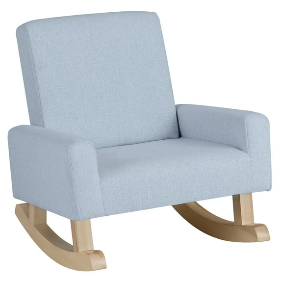 Infans Kids Rocking Chair Children Armchair Linen Upholstered Sofa w/ Solid Wood Legs