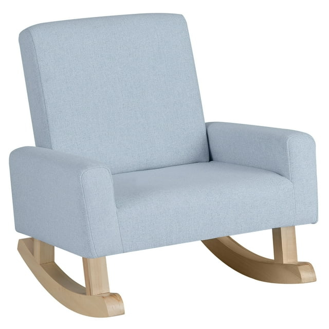 Infans Kids Rocking Chair Children Armchair Linen Upholstered Sofa w/ Solid Wood Legs