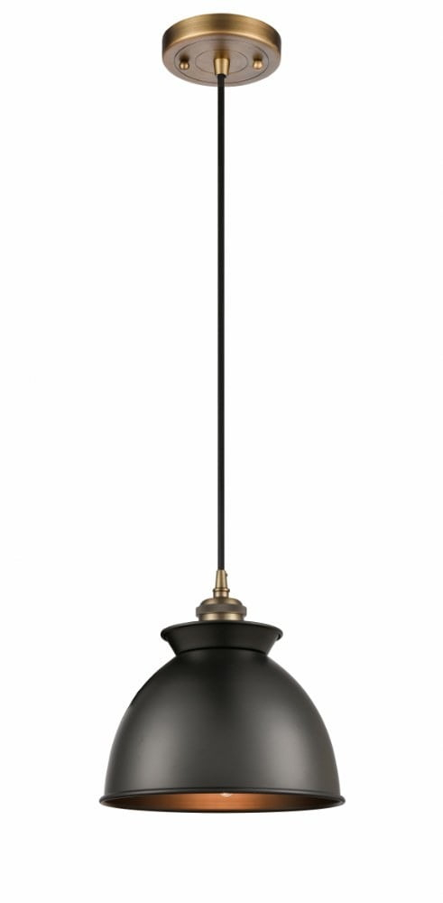 Innovations 516-1P-BB-M14-BK Adirondack 1 Light Mini Pendant part of the Ballston Collection, Brushed Brass