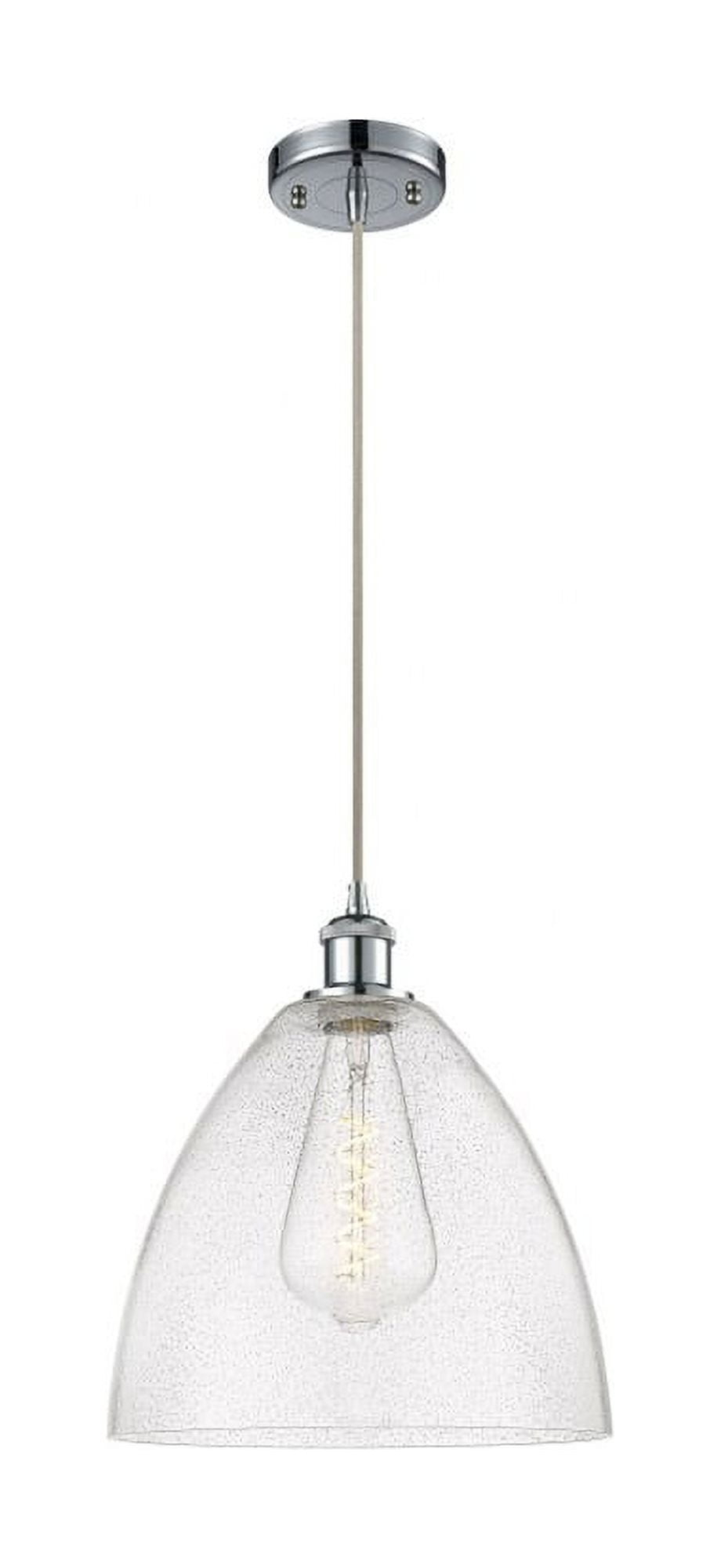 516-1P-WPC-GBD-124 Innovations Lighting Ballston Bristol Glass 1 Light 12" Cord Hung Mini Pendant Polished Chrome/Seedy