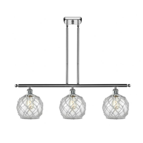 516-3I-PC-G122-8RW-Innovations Lighting-Farmhouse Rope - 3 Light Island In Industrial Style-11 Inches Tall and 36 Inches Wide-Polished Chrome