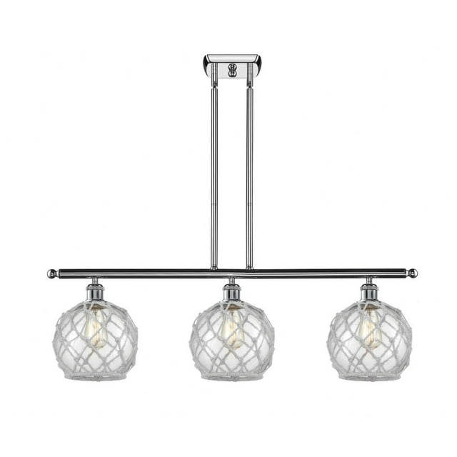516-3I-PC-G122-8RW-Innovations Lighting-Farmhouse Rope - 3 Light Island In Industrial Style-11 Inches Tall and 36 Inches Wide-Polished Chrome