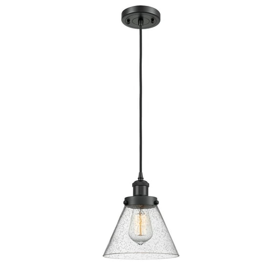Innovations Lighting 916-1P Large Cone Large Cone 8" Wide Mini Pendant - Black