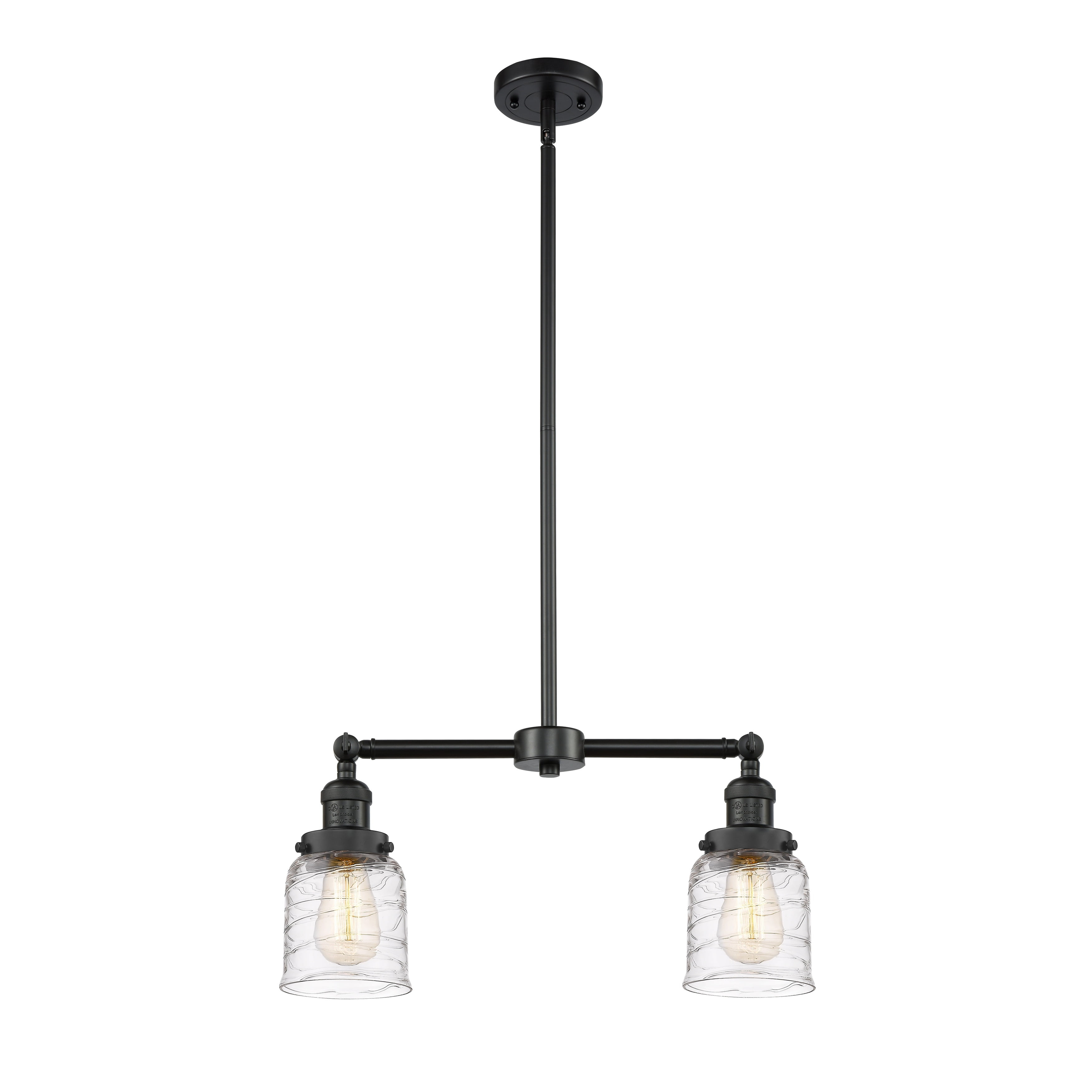 Innovations Lighting  Bell 2 Light 21" Island Light Deco Swirl/Matte Black