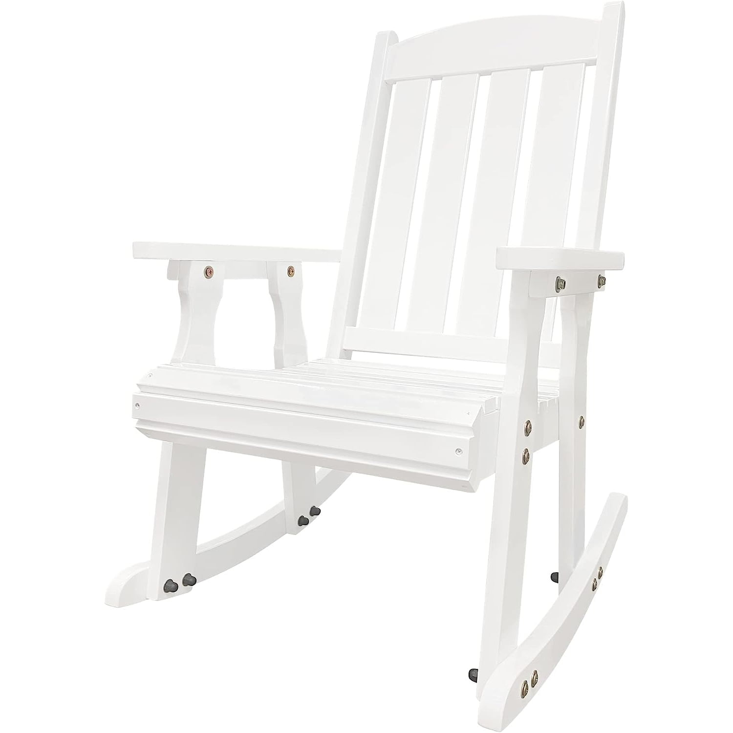 Innovaze Solid Wood Rocking Chair for Indoor or Outdoor Patio and Porch, White