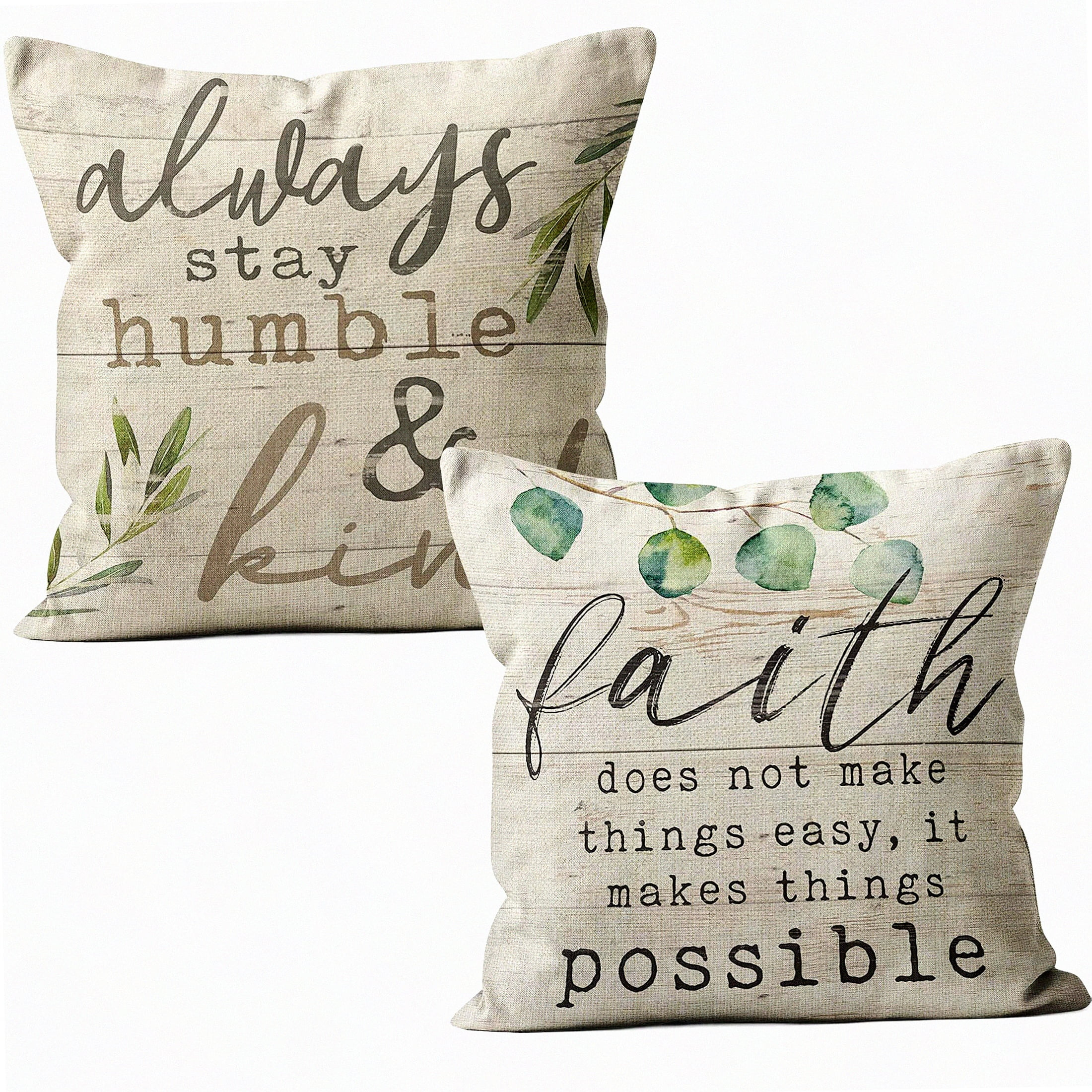 Inspirational Beige Linen Religious Throw Pillow Covers Set