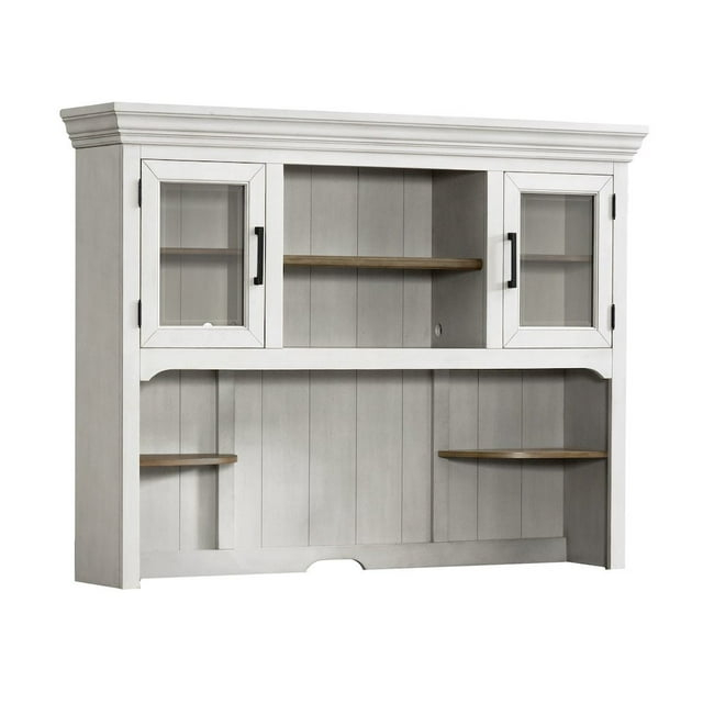 Intercon Furniture Drake Home Office 63x52" Wood Credenza Hutch in White/Oak