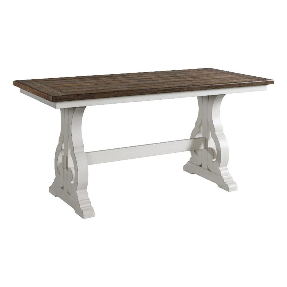 Intercon Table, 36x76 Counter Height in Rustic White & French Oak