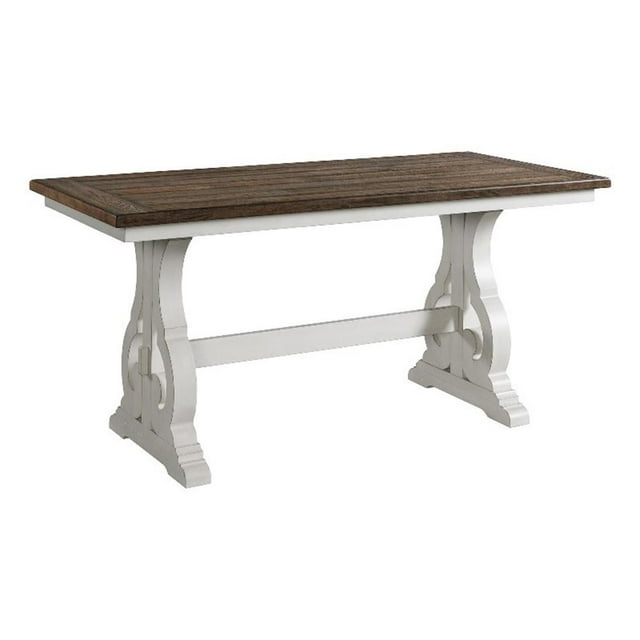 Intercon Table, 36x76 Counter Height in Rustic White & French Oak