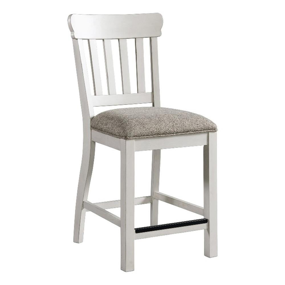 Set of 2 24" Drake Slat Back Cushion Seat Counter Height Barstools Rustic White/French Oak - Intercon