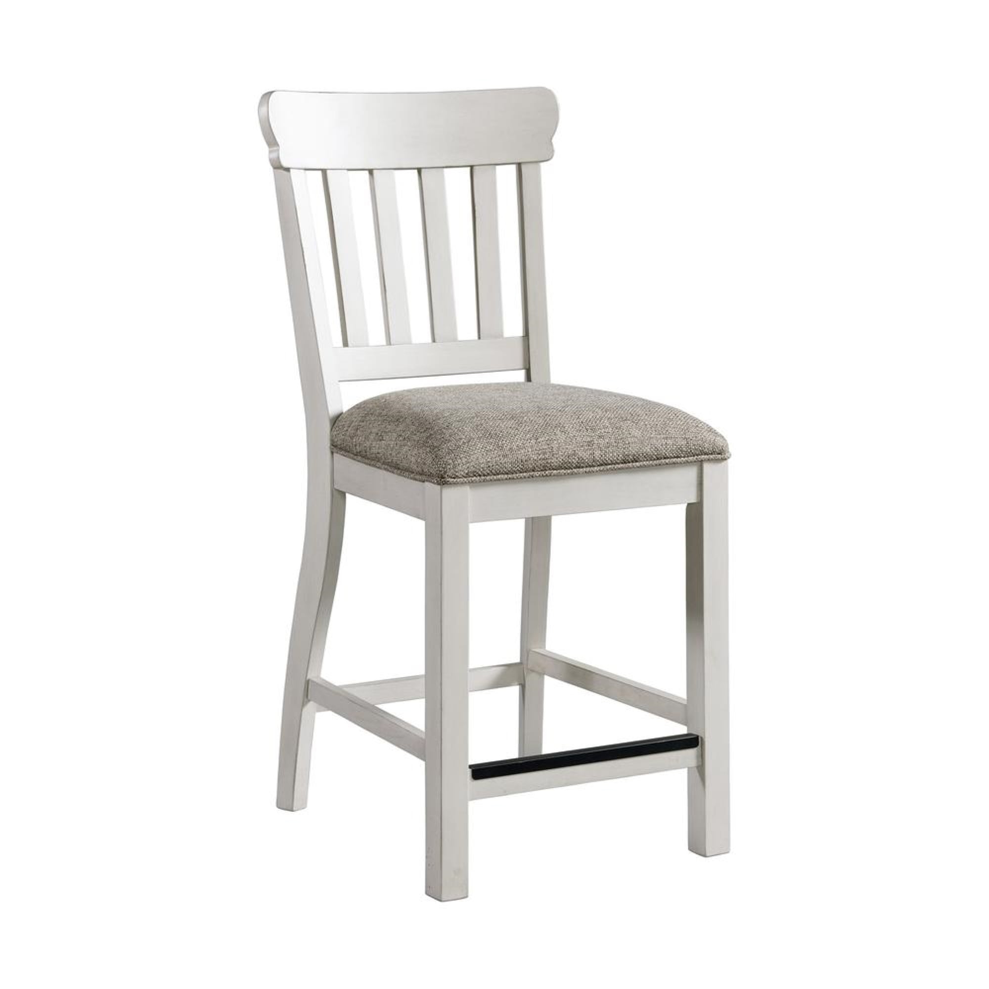Set of 2 24" Drake Slat Back Cushion Seat Counter Height Barstools Rustic White/French Oak - Intercon
