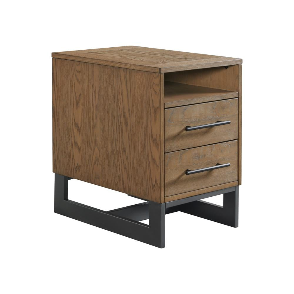 Intercon Furniture Eden 16" Modern Wood and Metal Chairside Table in Brown