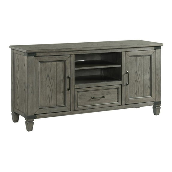 Intercon Furniture Foundry 60" Transitional Wood Veneer Media Console in Pewter