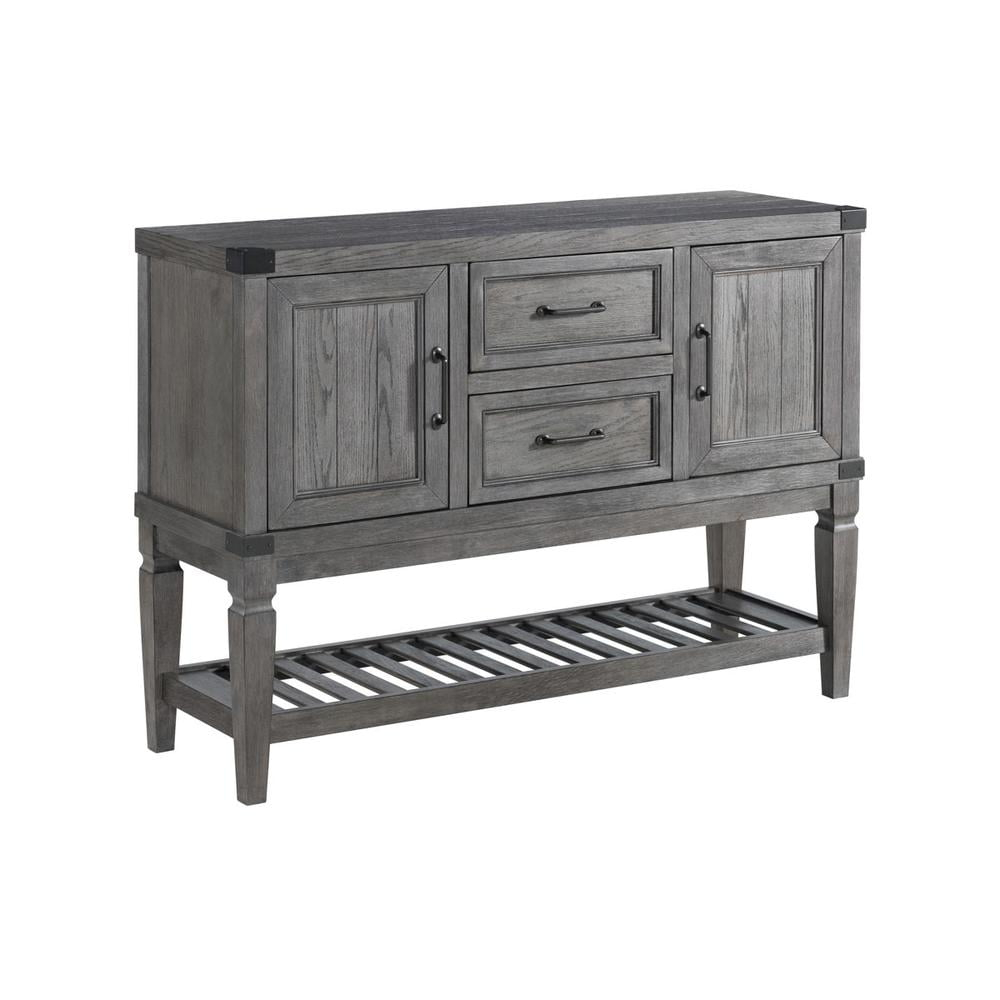 Intercon Furniture Foundry Transitional Wood Server in Pewter