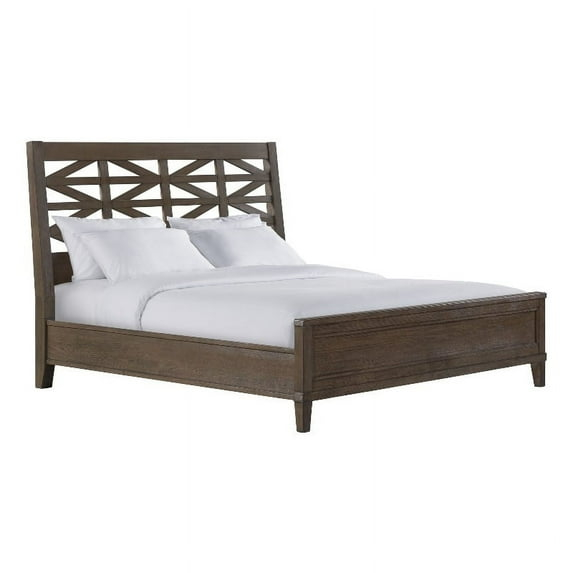 Intercon Furniture Preston King Bed with Lattice Headboard- Weathered Oak finish