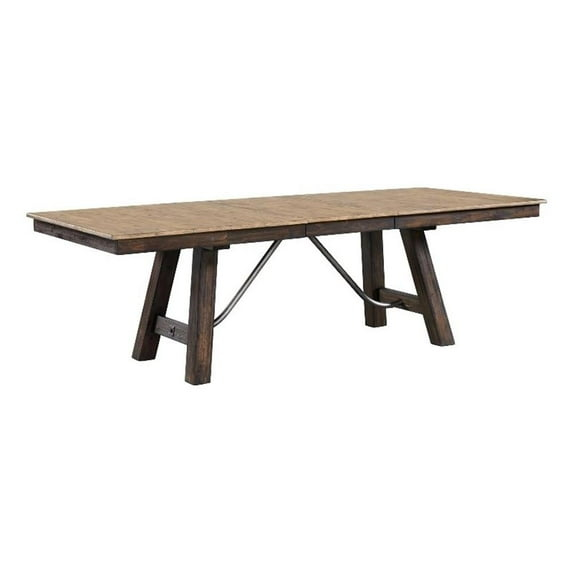 Intercon Furniture Transitional Wood Trestle Dining Table in Driftwood/Sable