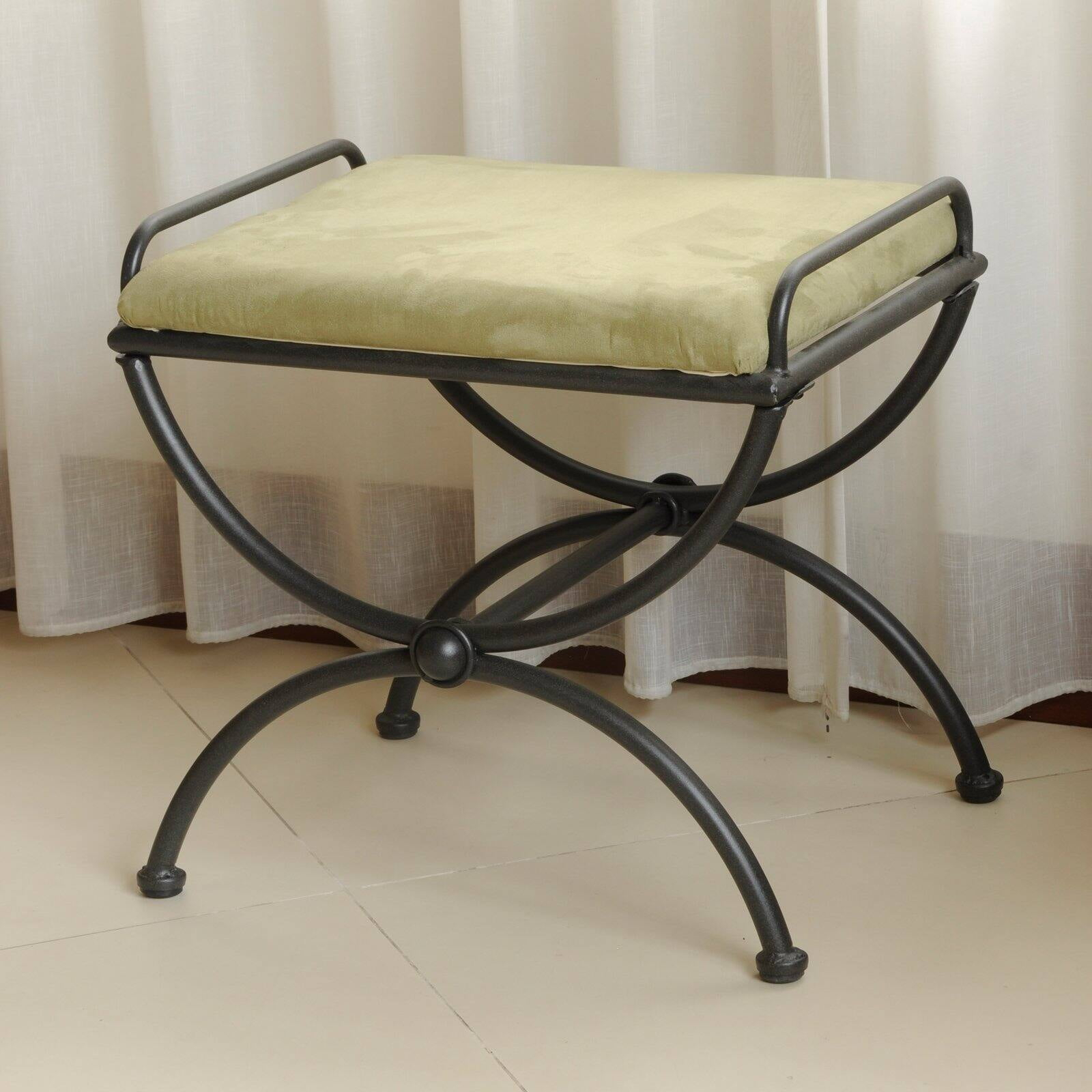 International Caravan Contemporary Vanity Stool with Microsuede Cushion